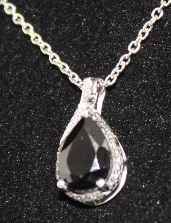 Thai Black Spinel (Pear, Black Diamond Ring, Size 6, Earrings and Pendant Set, P