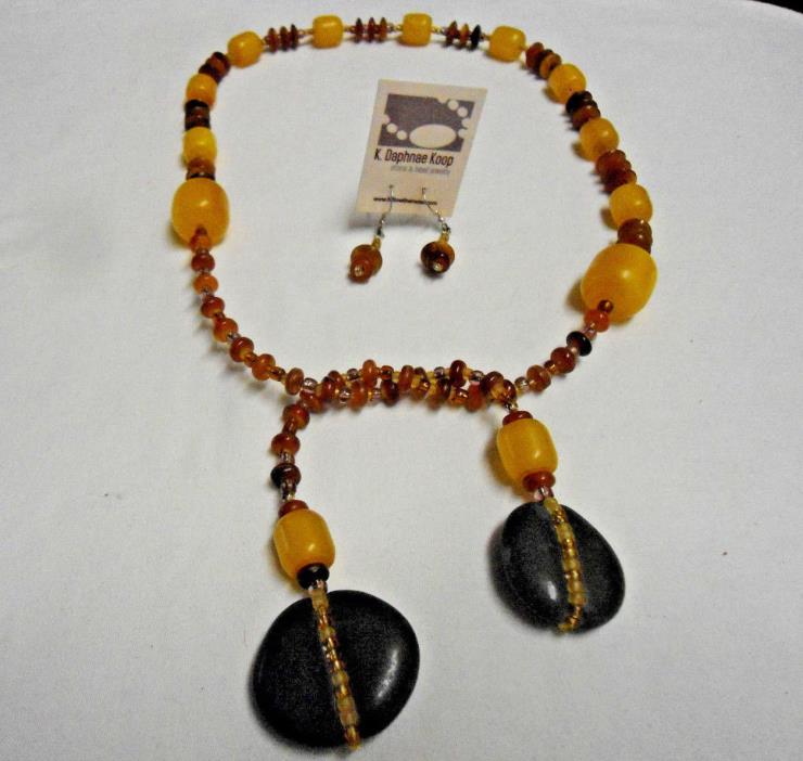 Stone and Bead Jewelry  K.DAPHNAE KOOP Necklace / Earrings Set NWT .