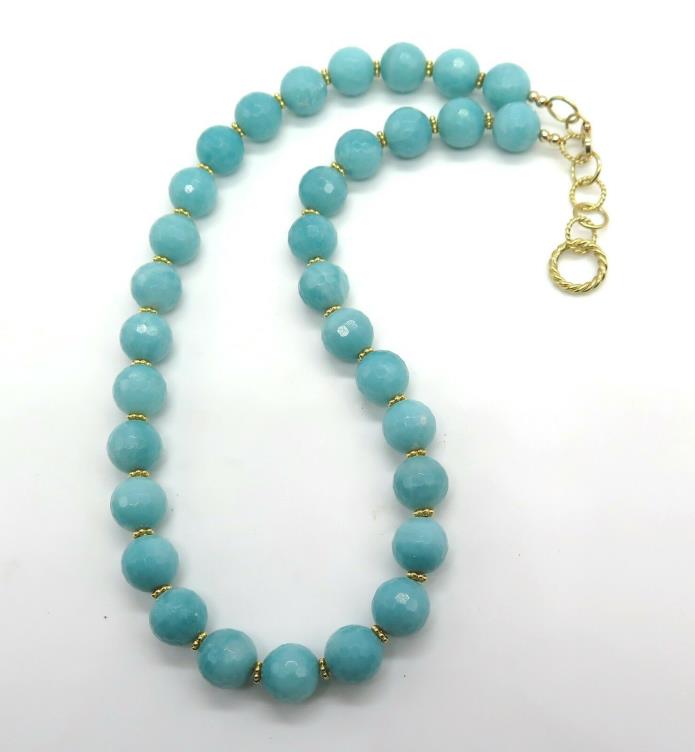 Beautiful Sterling Silver Vermeil Amazonite Necklace and Earring Set