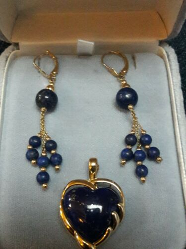 Lapis lazuli Pendant Enhancer  And Earrings