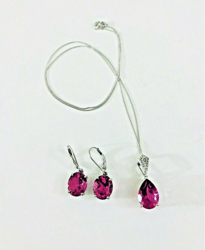 Radiant Orchid Quartz (13.4 cts) 925 Sterling Silver Set - Necklace & Earrings