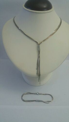 Vintage Multi Strand Liquid Sterling Silver Necklace and Bracelet Set