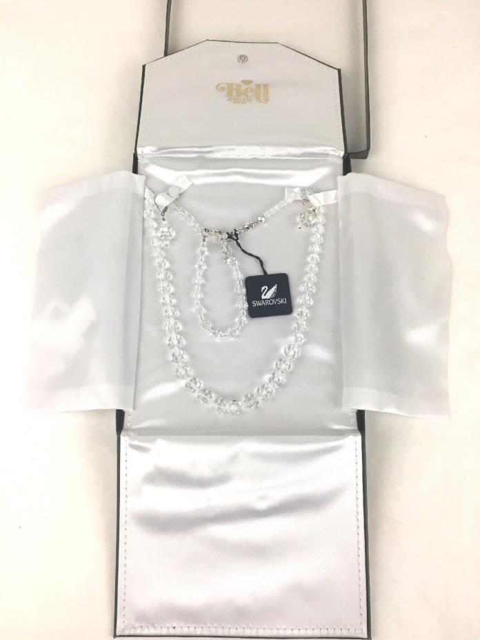 Swarovski Crystal Necklace Bracelet Dangle Earring Set Briolette Beads Clear