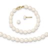 14k 14kt Yellow Gold White FW Cultured Pearl 12 Necklace 4in Bracelet & Earring