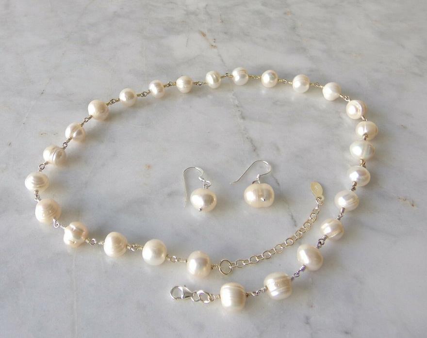 Cultured Freshwater Pearl Necklace and Earrings