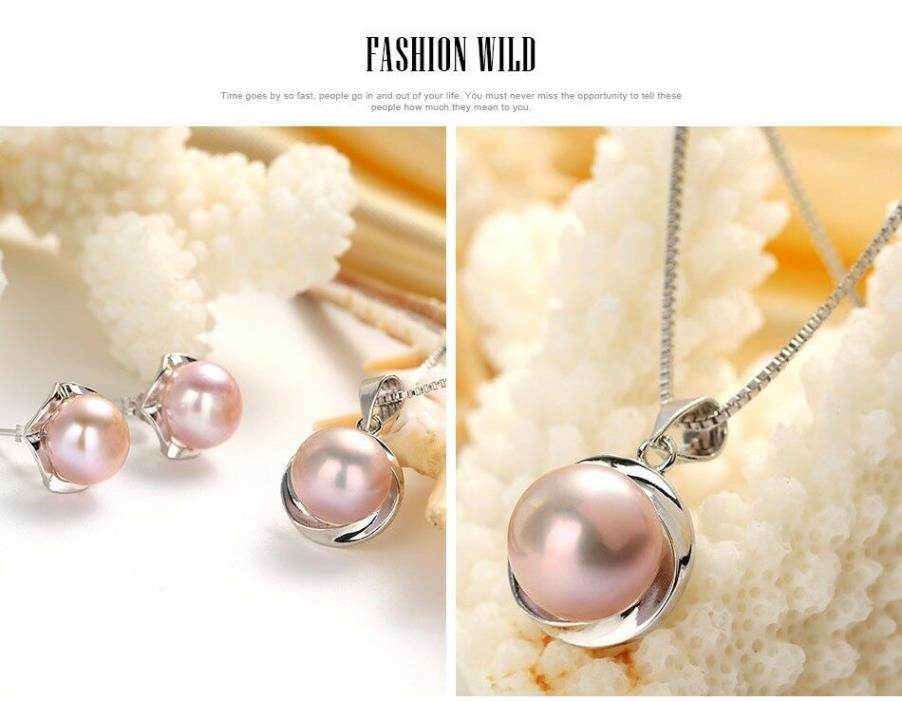 Natural Freshwater Pearl, Earrings, Necklace, Ring Set, Pearl Size 8-10mm