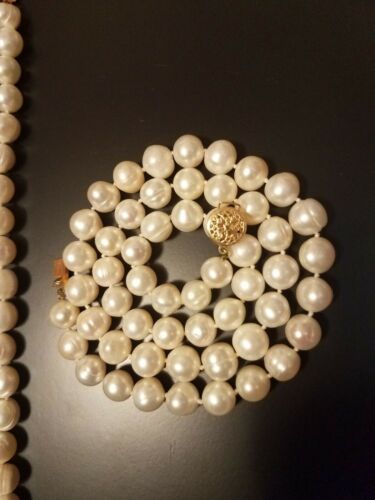 Vintage estate Freshwater Pearl Set 14kt clasps earrings bracelet necklace