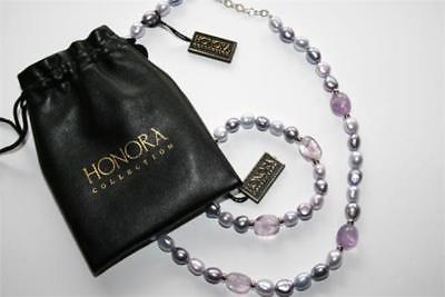HONORA Lilac Purple FW Cultured Pearl 925 Sterling Necklace & Bracelet Set  D12