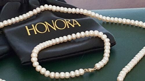 Honora 14K Yellow Gold Genuine Freshwater Cultured Pearl Necklace & Bracelet Set