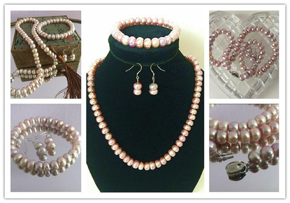 New Genuine 9MM Pearl flat bead Necklace 19