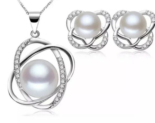 Fresh Water Pearl Necklace Silver Set