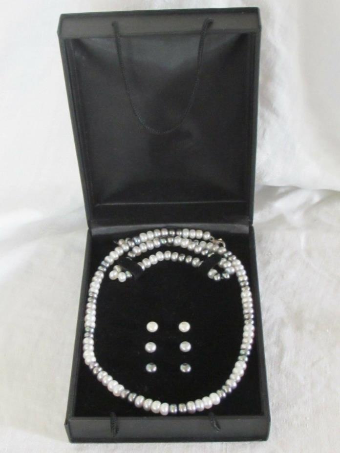 Honora Pearl Sterling Silver Necklace Bracelet & Earrings set
