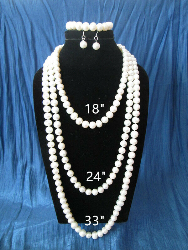 New Genuine 10MM AAA White Cultured  Pearl Necklace 18