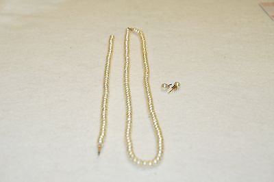 Freshwater Button Pearl Necklace, Bracelet, Earrings Set 14k Yellow Gold Clasp