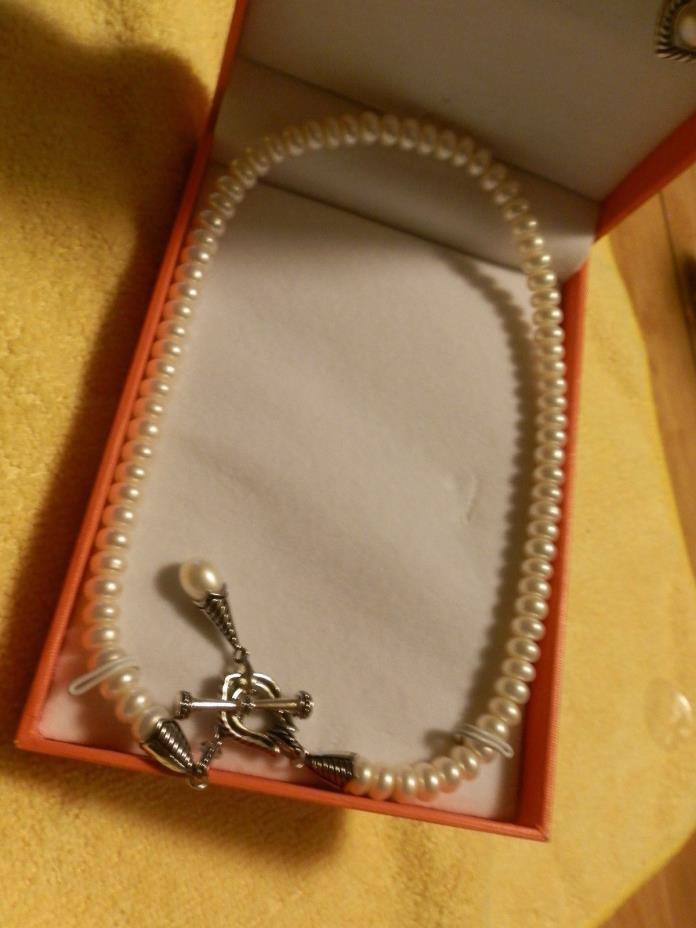 MANDARIN CULTURED PEARLS SET,NECKLACE,MATCHED EARLINGS,STERLING SILVER BRAND NEW