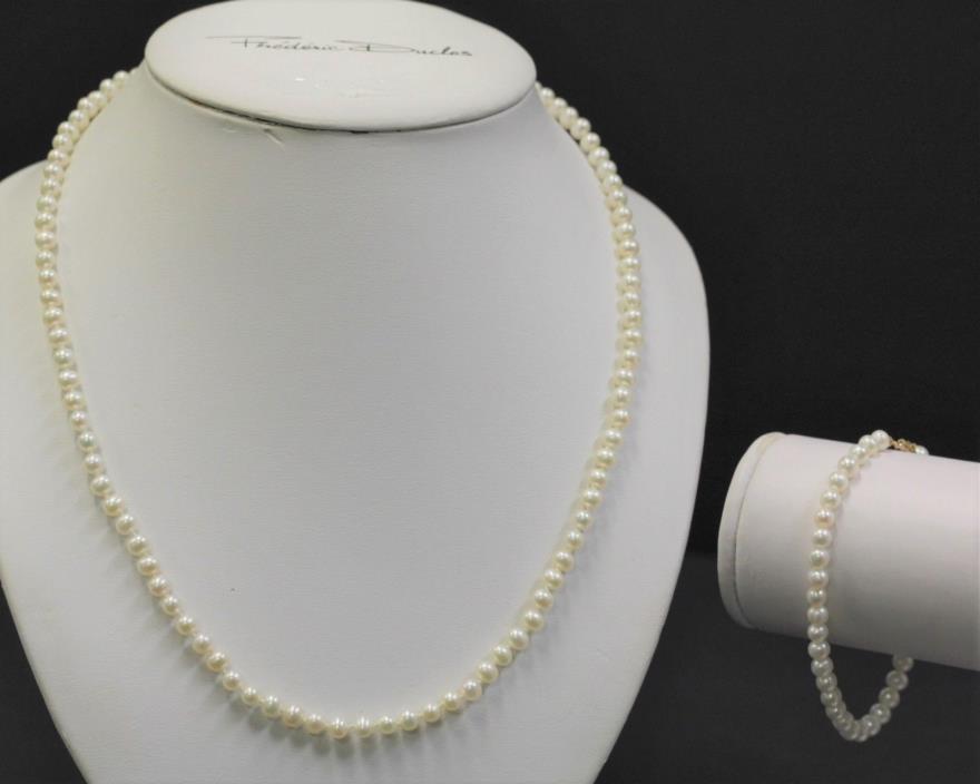 Pearl Necklace and Bracelet Set with 14k clasps