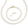 14k Yellow Gold White FW Cultured Pearl 14 in. Necklace 5 in. Bracelet & Earring