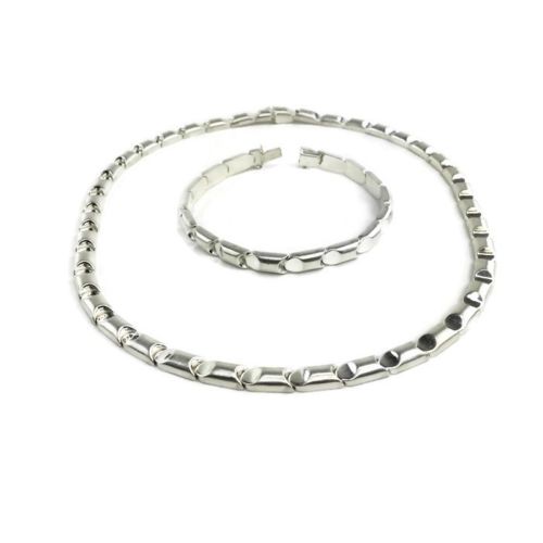 Women's Fine Sterling Silver Necklace & Bracelet Set 925 Italy 17.5