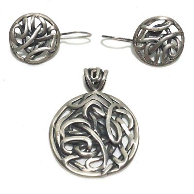 Silpada 925 Sterling Silver Scroll 2 Pc Pendant Earrings Set