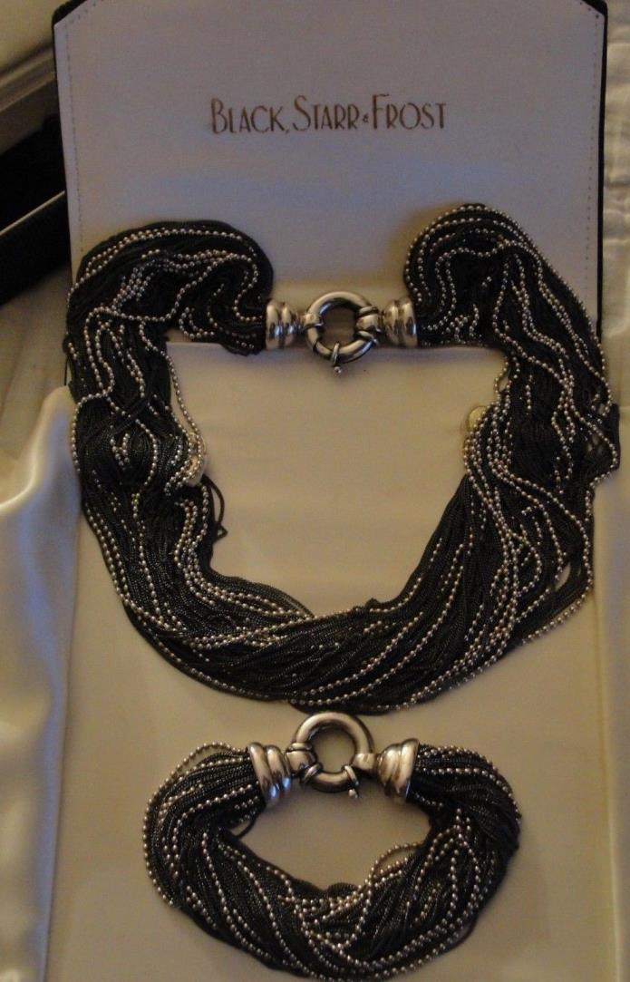 Black, Starr & Frost BS&F Sterling Silver Multi Strand Necklace and Bracelet Set