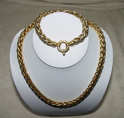 Italy 14K Solid Yellow Gold Necklace & Bracelet Set 121 grams