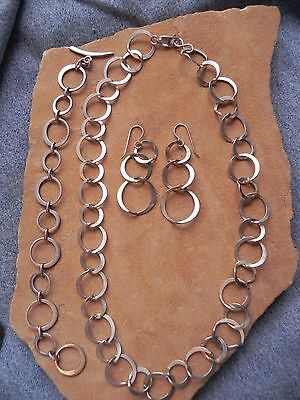 Sterling Silver Link Necklace, Bracelet & Earrings SET