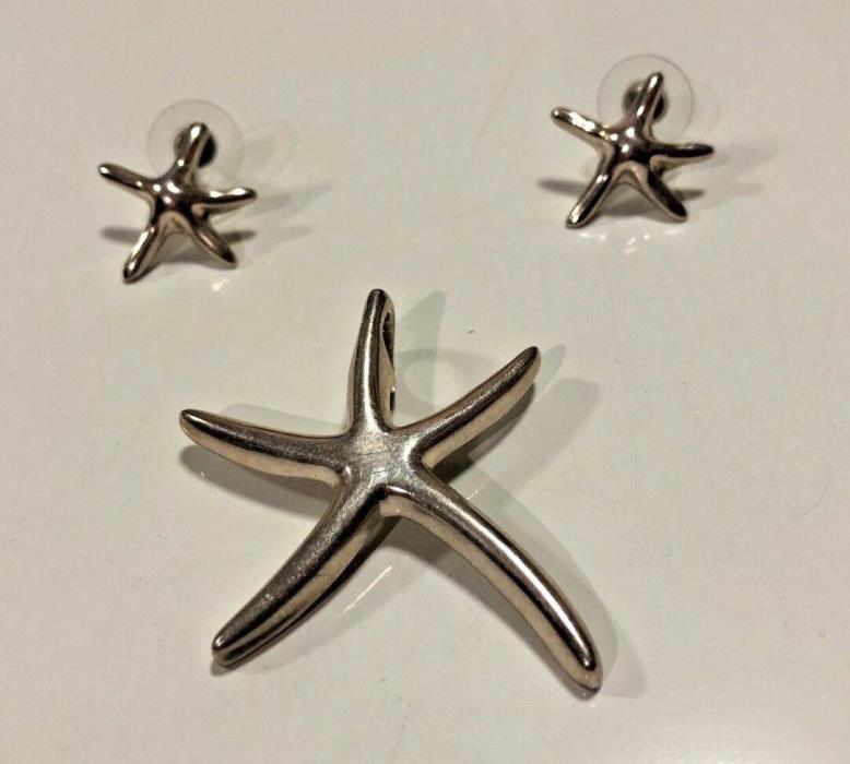 NWOT Lovely Sterling Silver 925 STARFISH Pendant and Post Earrings