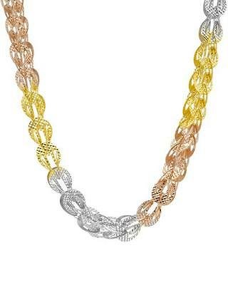 925 STERLING SILVER 10K WHITE, YELLOW, ROSE GOLD PLATED 3D CHAIN SET