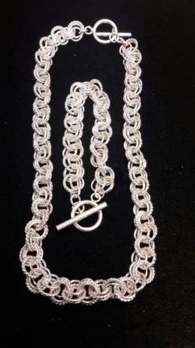 Heavy Sterling Silver Necklace and Bracelet Set