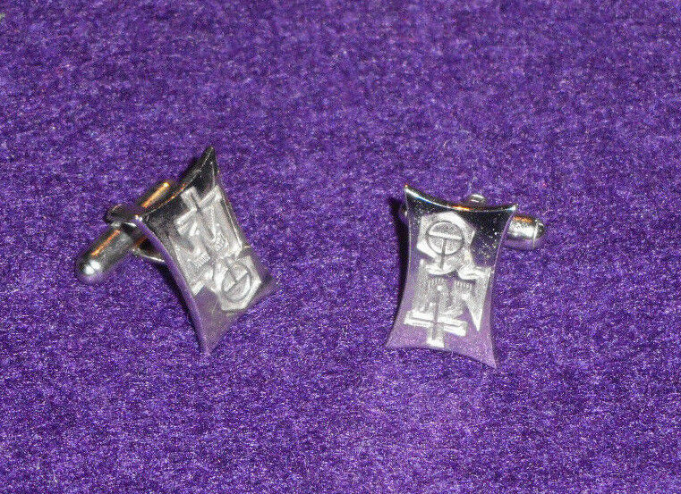 STERLING SILVER RELIGIOUS CATHOLIC CUFF LINKS: CROSS, DOVE,  MARKED JCC STERLING