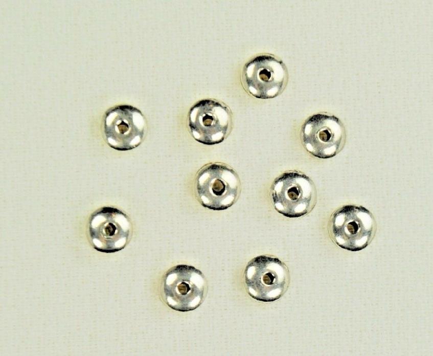 20 Pcs Sterling Silver 3x6mm Smooth Rondelle Disc Beads .925 Spacers Bead 2193