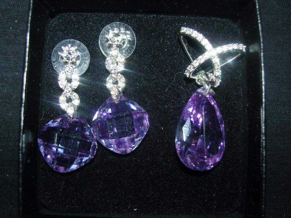 AMAZING! 925 sterling silver Nolan Miller austrian crystal earrings pendant set