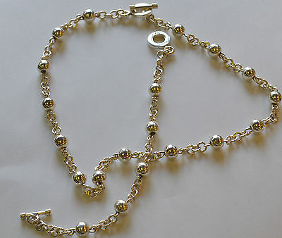 925 Sterling Silver Round Link and Balls  Bracelet and Chain Set