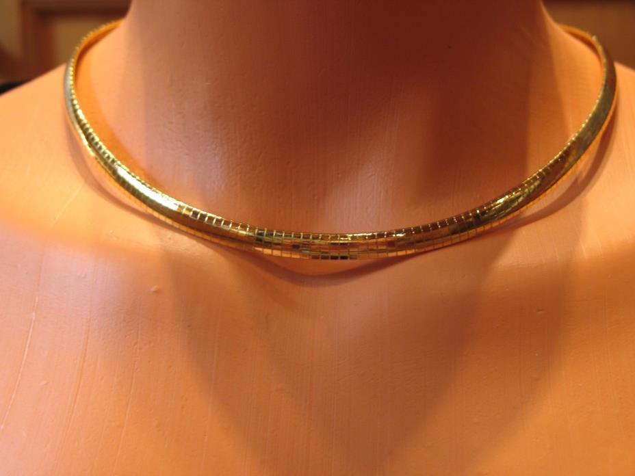 MILOR Sterling Silver Gold Vermeil Omega Necklace & Matching Bracelet 6mm