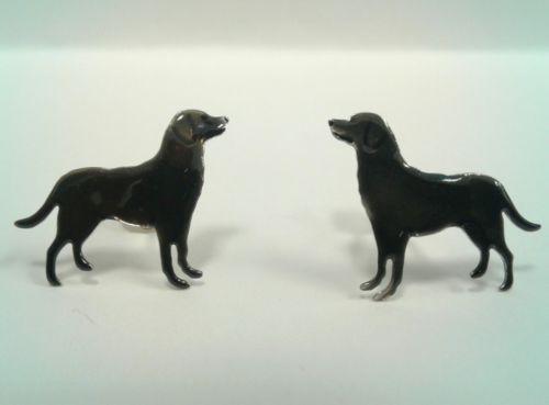 Black Labrador Retriever Sterling Silver Enamel Post Earrings