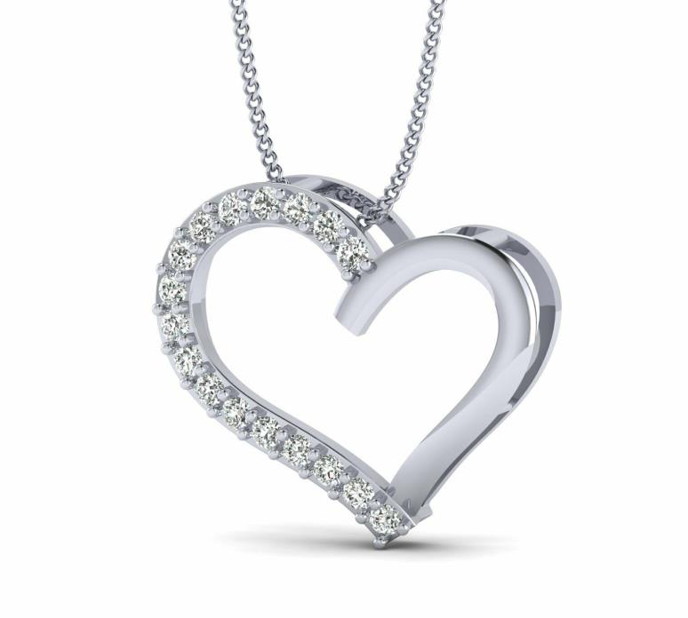 Heart shape pendant 1/6ct natural diamond gold necklace for women 18