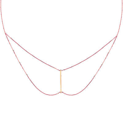 Hawley Street 14k Rose Gold Bar Necklace Genuine Diamond Accent Double Chain