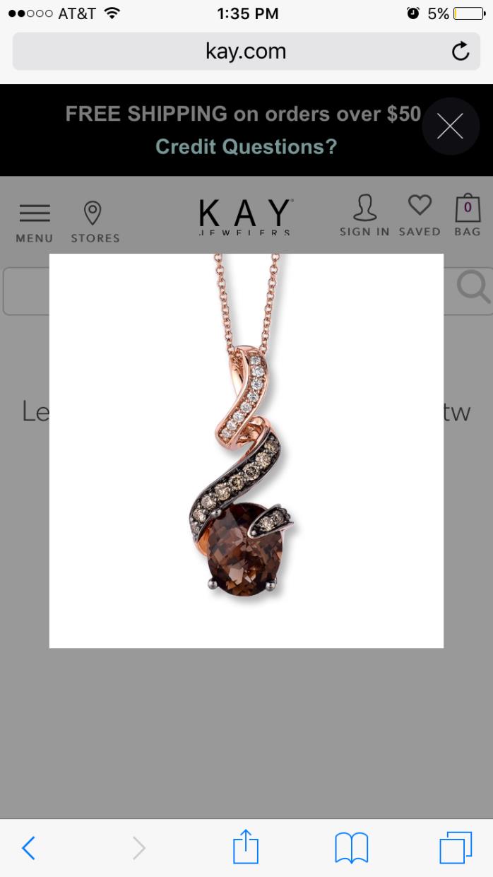Kay Jewelers Le Vian Chocolate Quartz Diamond 14K Rose Gold Pendant Necklace