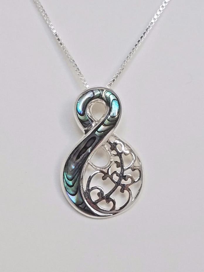 FIGURE EIGHT PAULA SHELL .925 STERLING SILVER PENDENT NECKLACE 18
