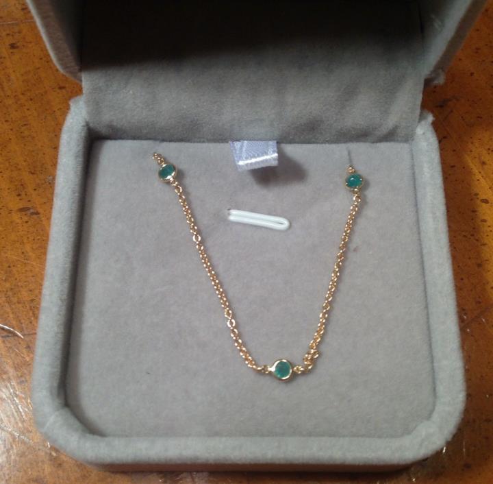14k Yellow Gold Emerald by the yard Necklace Approximately 1/2cttw Custom made f