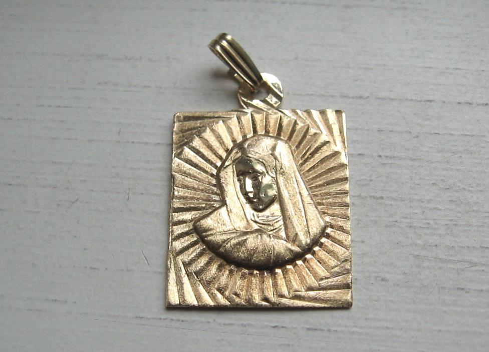 Vintage 14K Solid Yellow Gold Mary Madonna Charm / Pendant