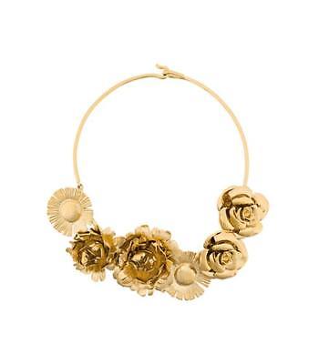 NEW AURELIE BIDERMANN WOMENS GOLD SELENA STATEMENT FLOWER NECKLACE