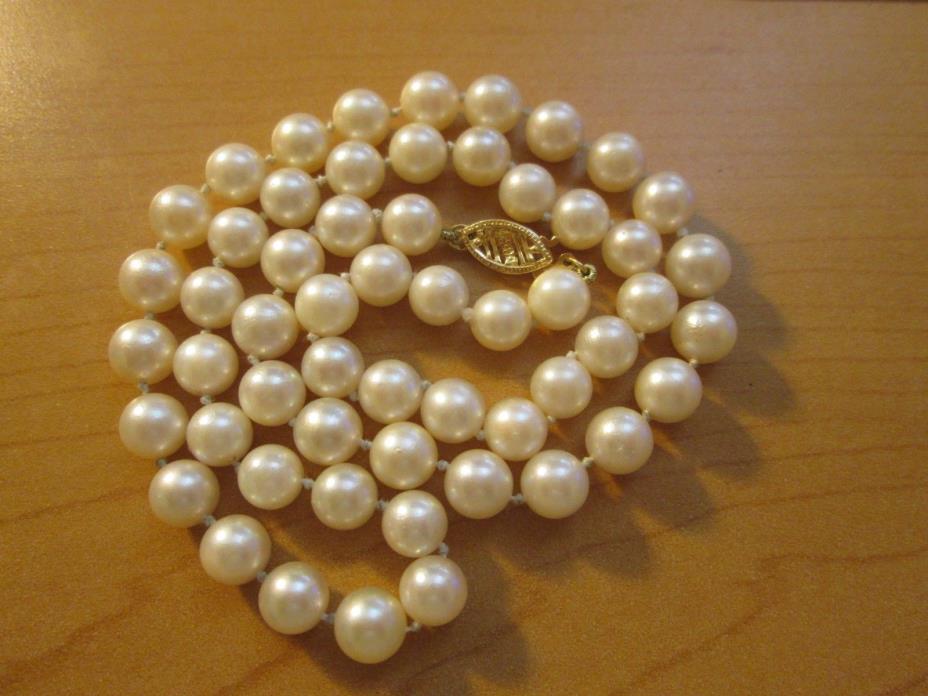 14KT Pearl Necklace genuine fine hand knotted elegence 18