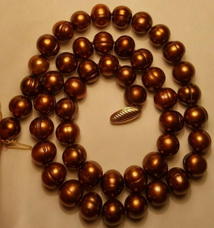 HONORA PEARLS CHOCOLATE 9MM 14K GOLD 18