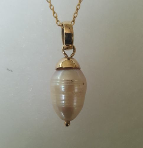 14K YELLOW GOLD BAROQUE FRESHWATER PEARL 1