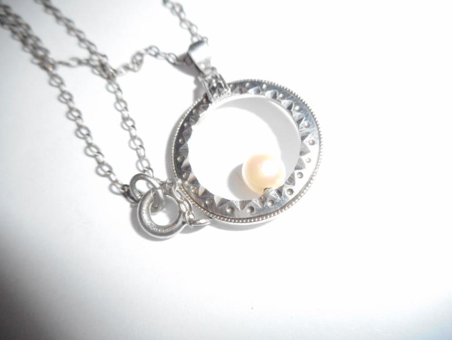 Vintage NYCO Pearl Pendant Sterling Silver 950