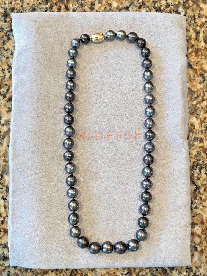 TIFFANY and CO ~ IRIDESSE ~ 8-9MM Black TAHITIAN Pearl 18K Yellow Gold Necklace