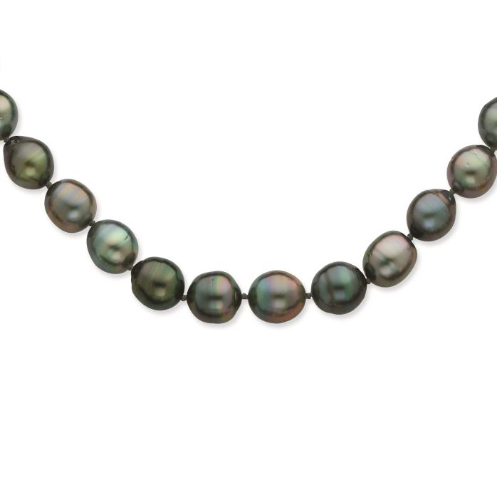 14K WG 8-11mm Baroque Saltwater Cultured Tahitian Pearl Graduated Necklace