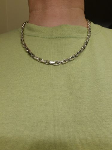 14k Solid White Gold Designer Anchor Link Men's Chain/Necklace 22