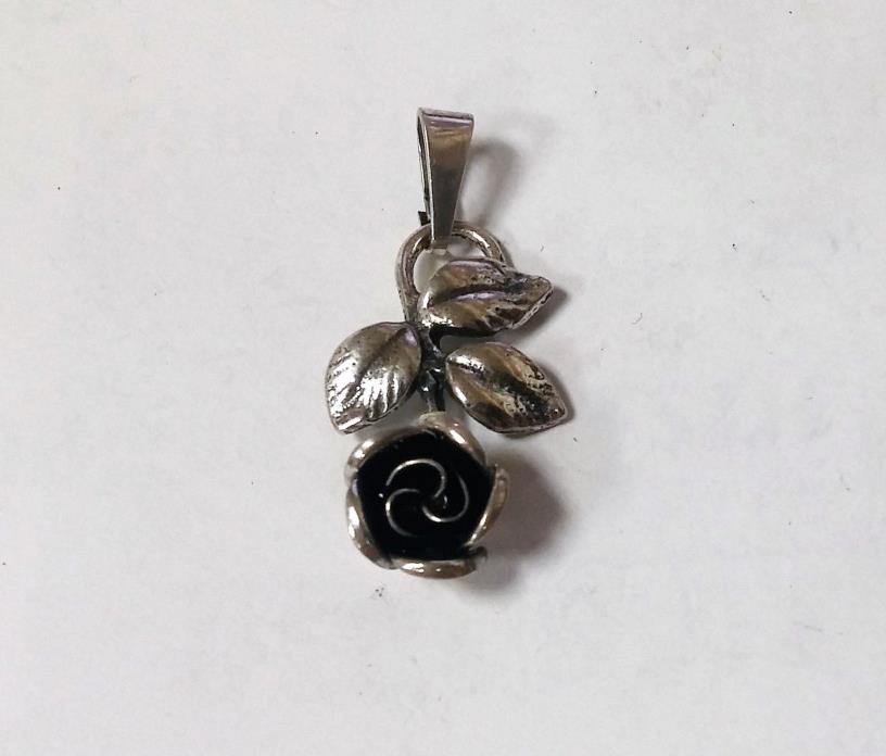 Sterling Silver Rose Flower Necklace Pendant